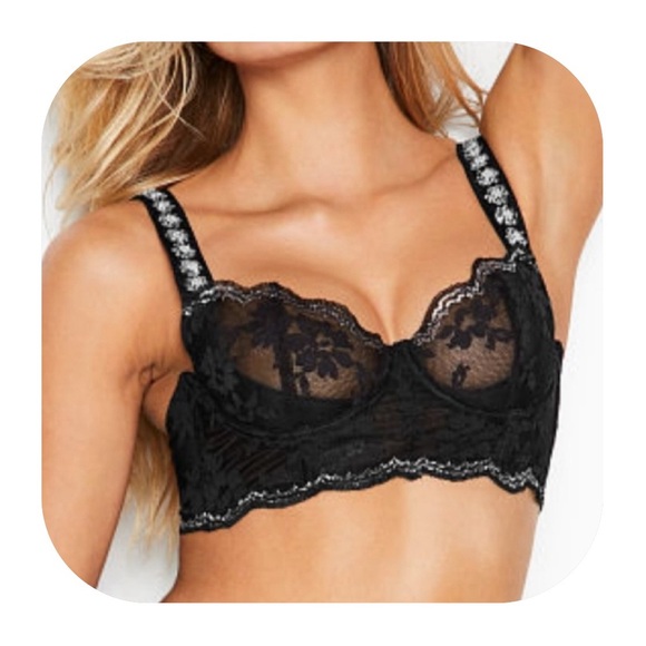 Victoria's Secret Other - Victorias Secret 30A black/silver embellished push-up without padding bra